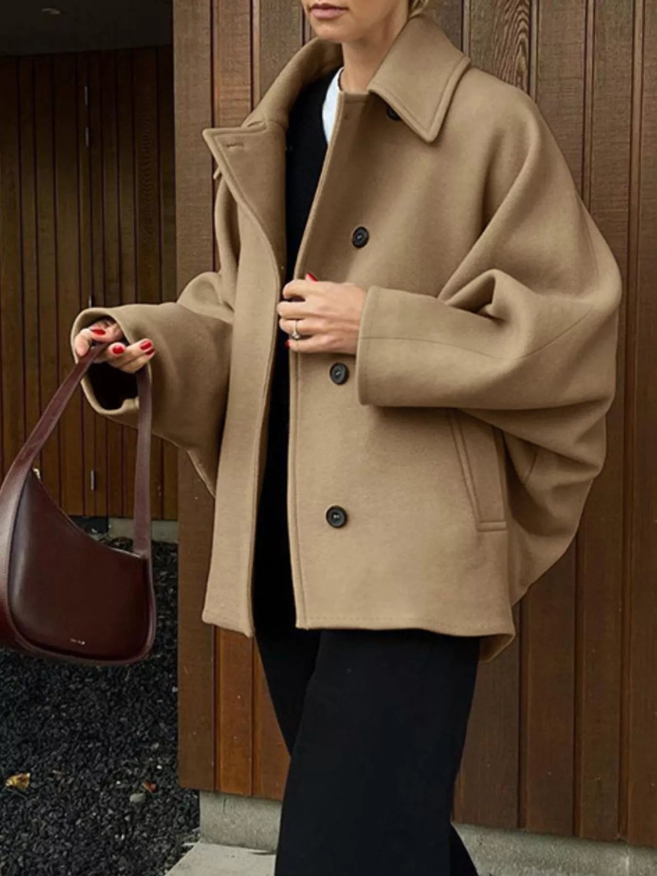 Trendsi Button Up Long Sleeve Coat -