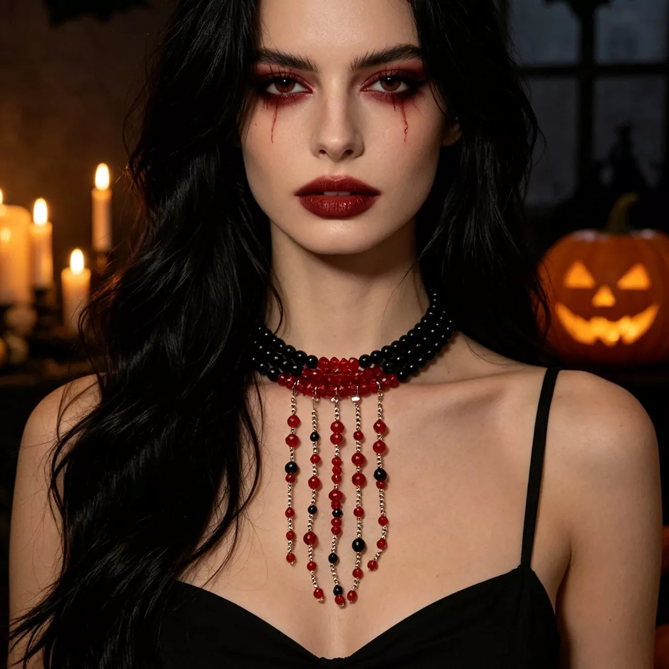 Trendsi Gothic Multi-Layered Beaded Necklace -