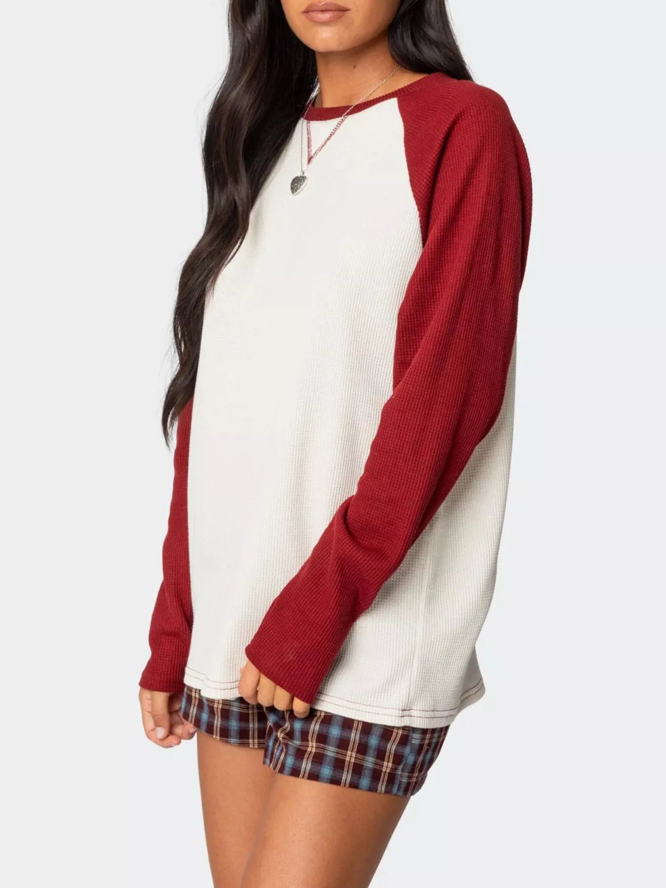 Trendsi Color-Block Raglan Long Sleeve T-Shirt -