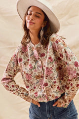 Trendsi SO ME Floral Print Button Front Sweater Cardigan -
