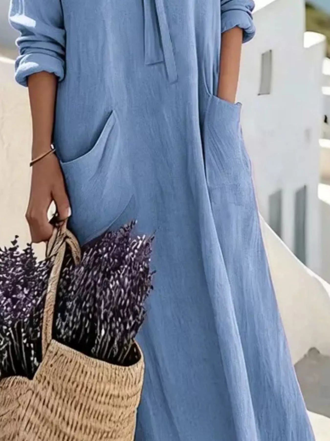 Trendsi Full Size Long Sleeve Loose Maxi Dress with Pockets Plus Size -