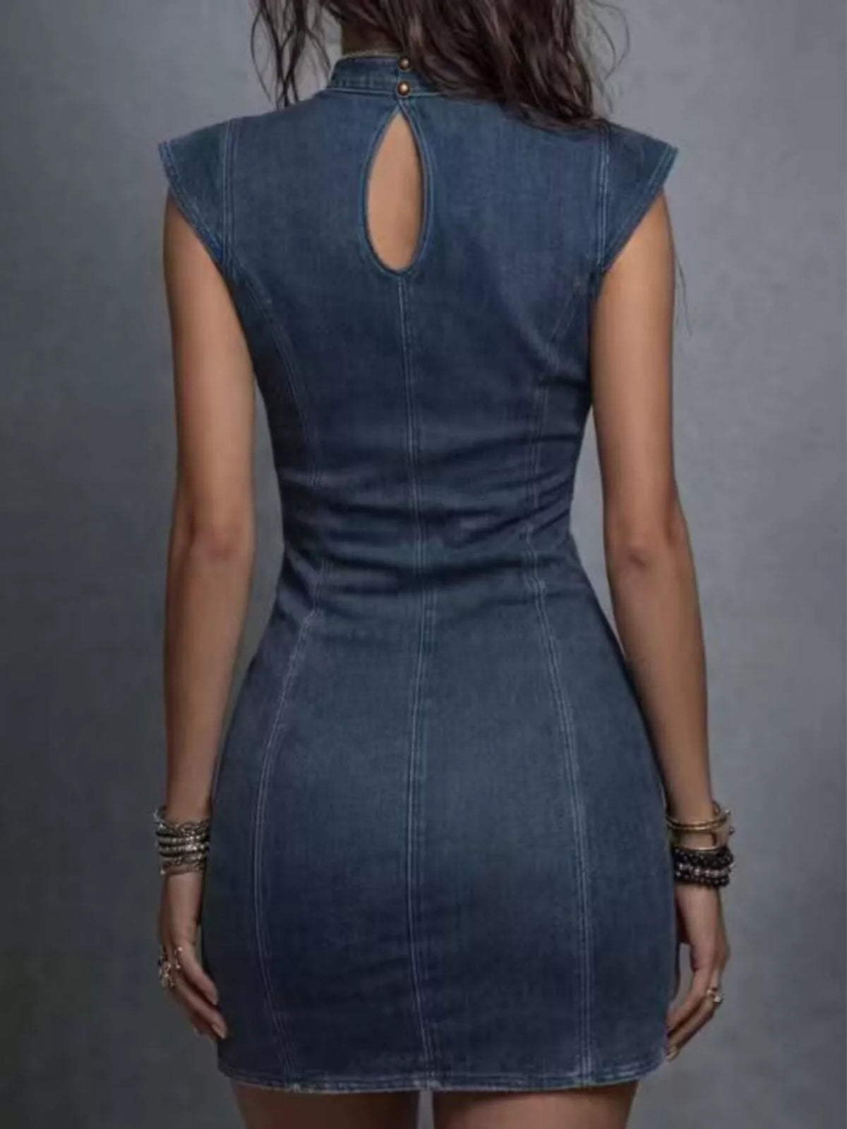 Cutout front cap sleeve mini dress