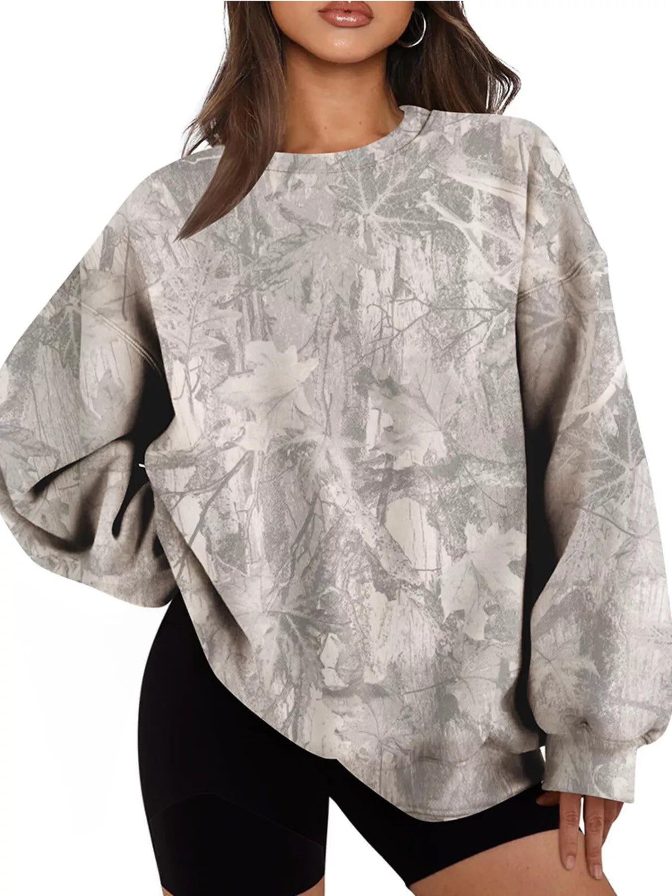 Trendsi Oversized Printed Crew Neck Sweatshirt -