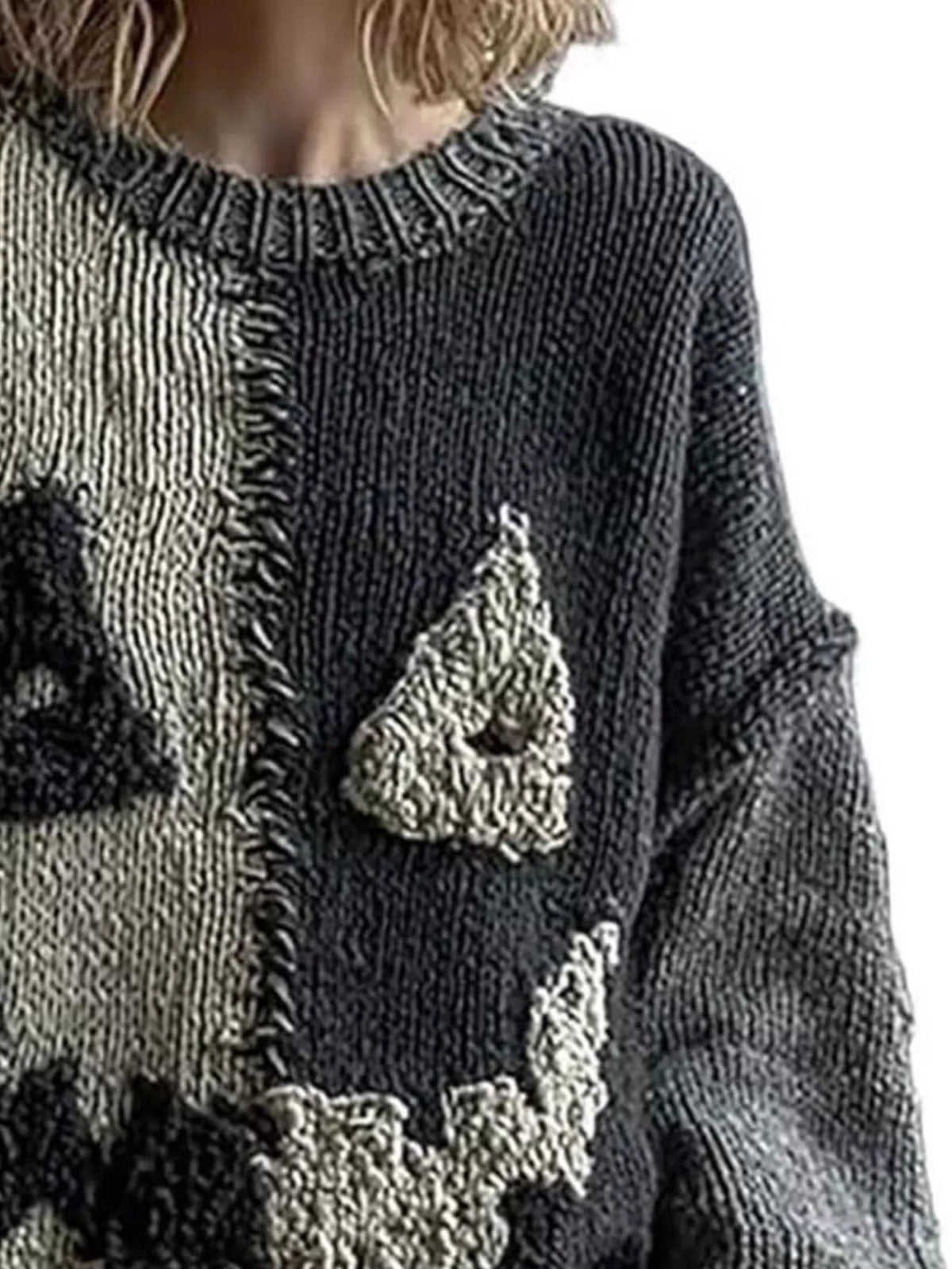 Color-block oversized drop-shoulder sweater