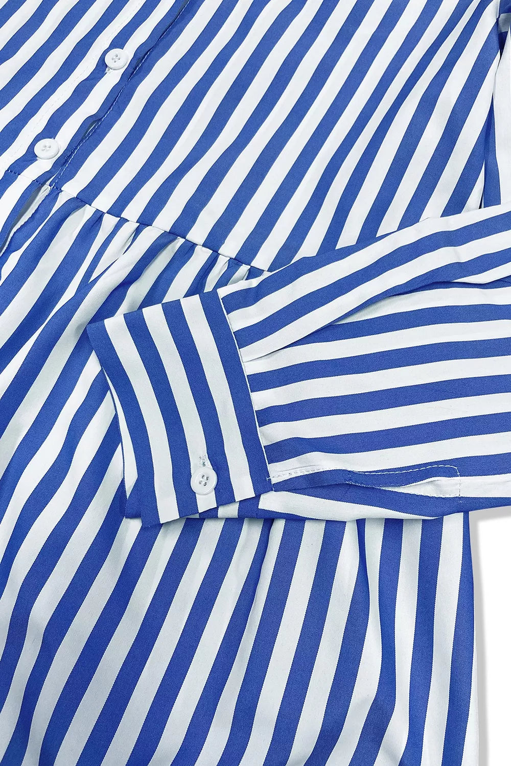 Trendsi Striped Long Sleeve Maxi Shirt Dress -