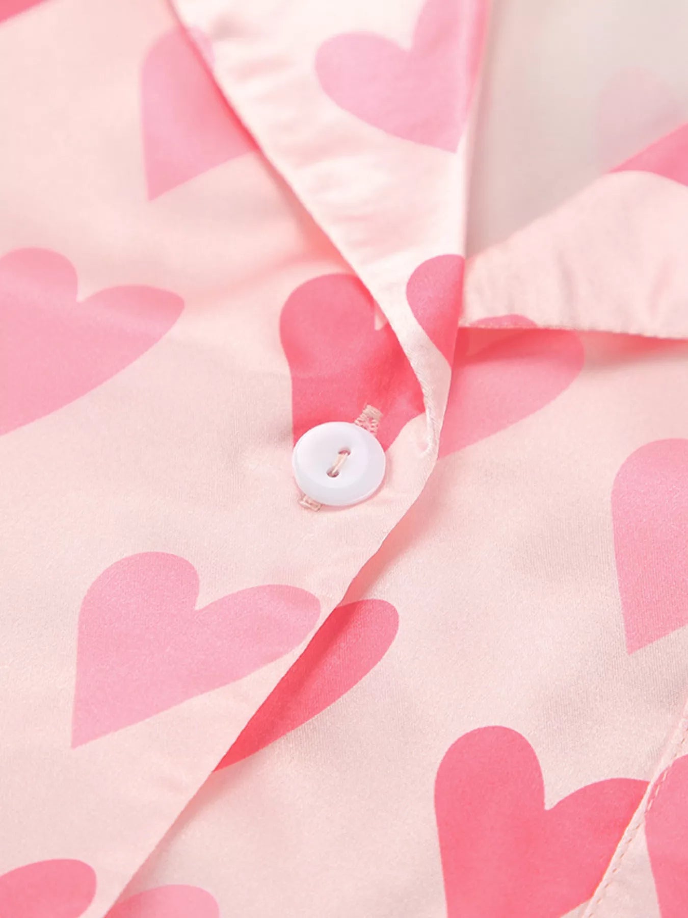 Trendsi Heart Print Button Up Top and Pants Lounge Set -