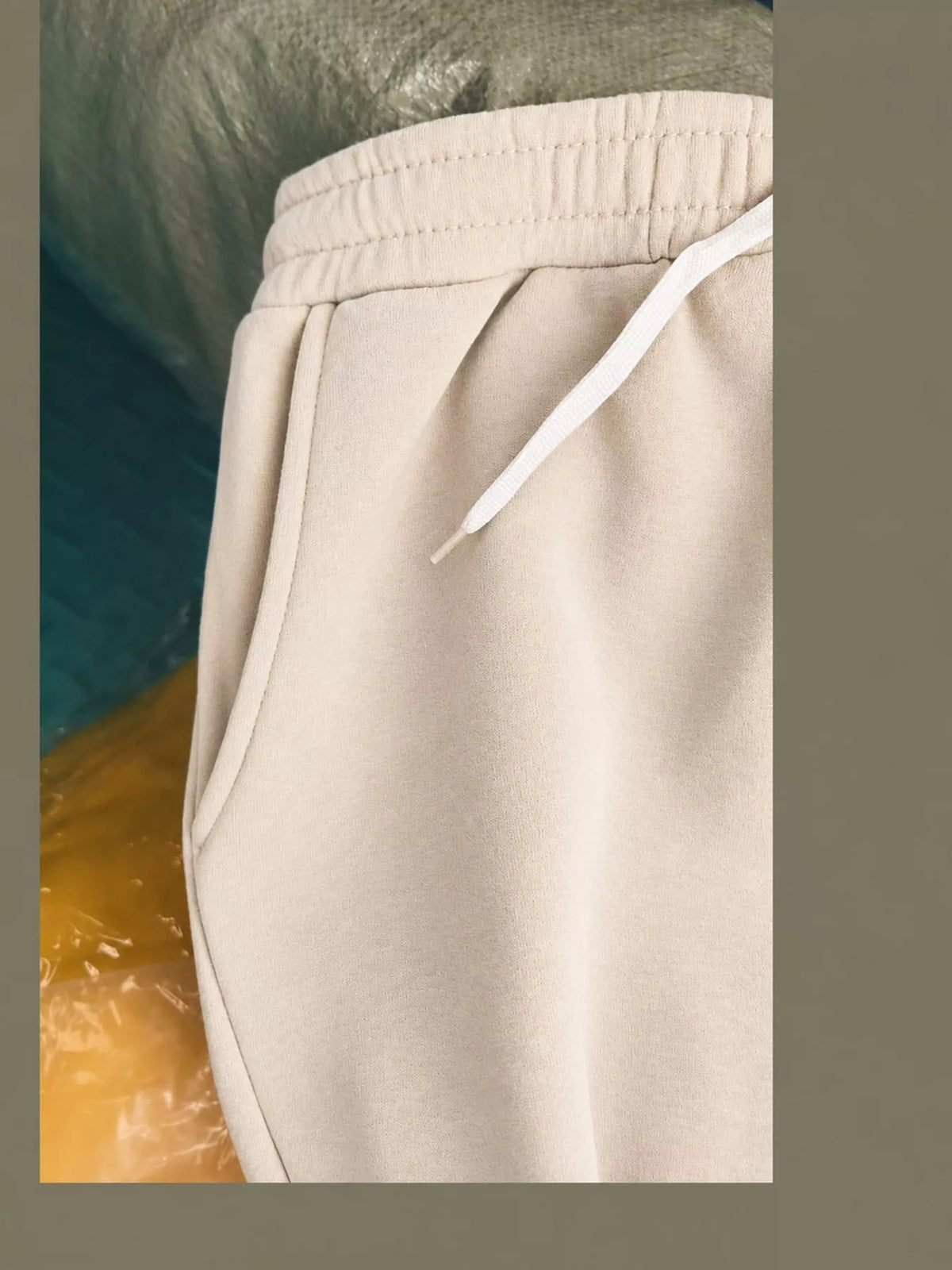 Apricot Color wide-leg pants with drawstring