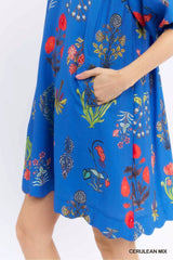 Trendsi Umgee Floral Encyclopedia Print Mini Dress - Dresses