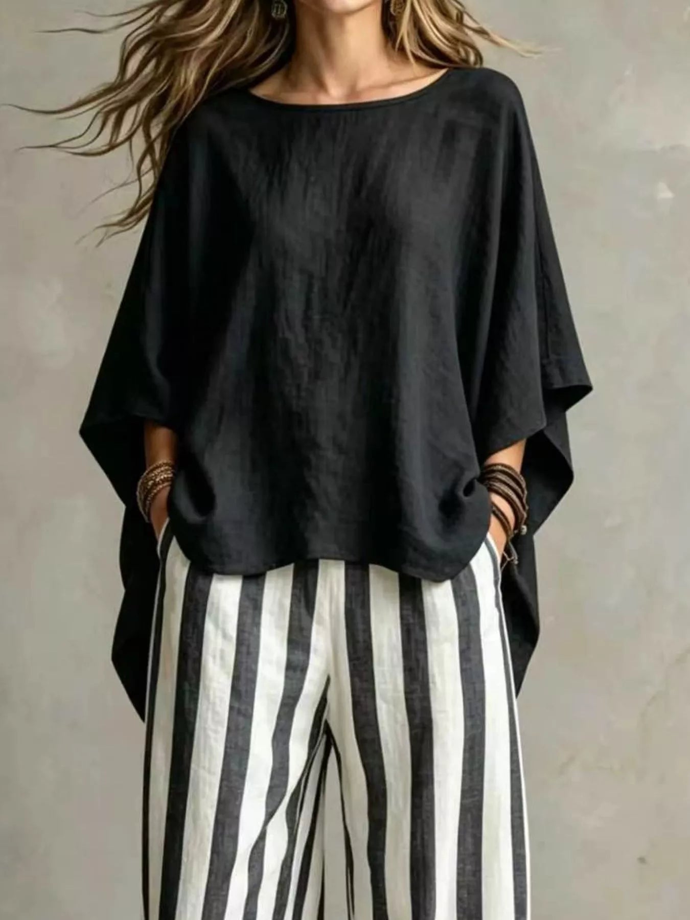 Trendsi Full Size Solid Color Top and Pants Set Plus Size -