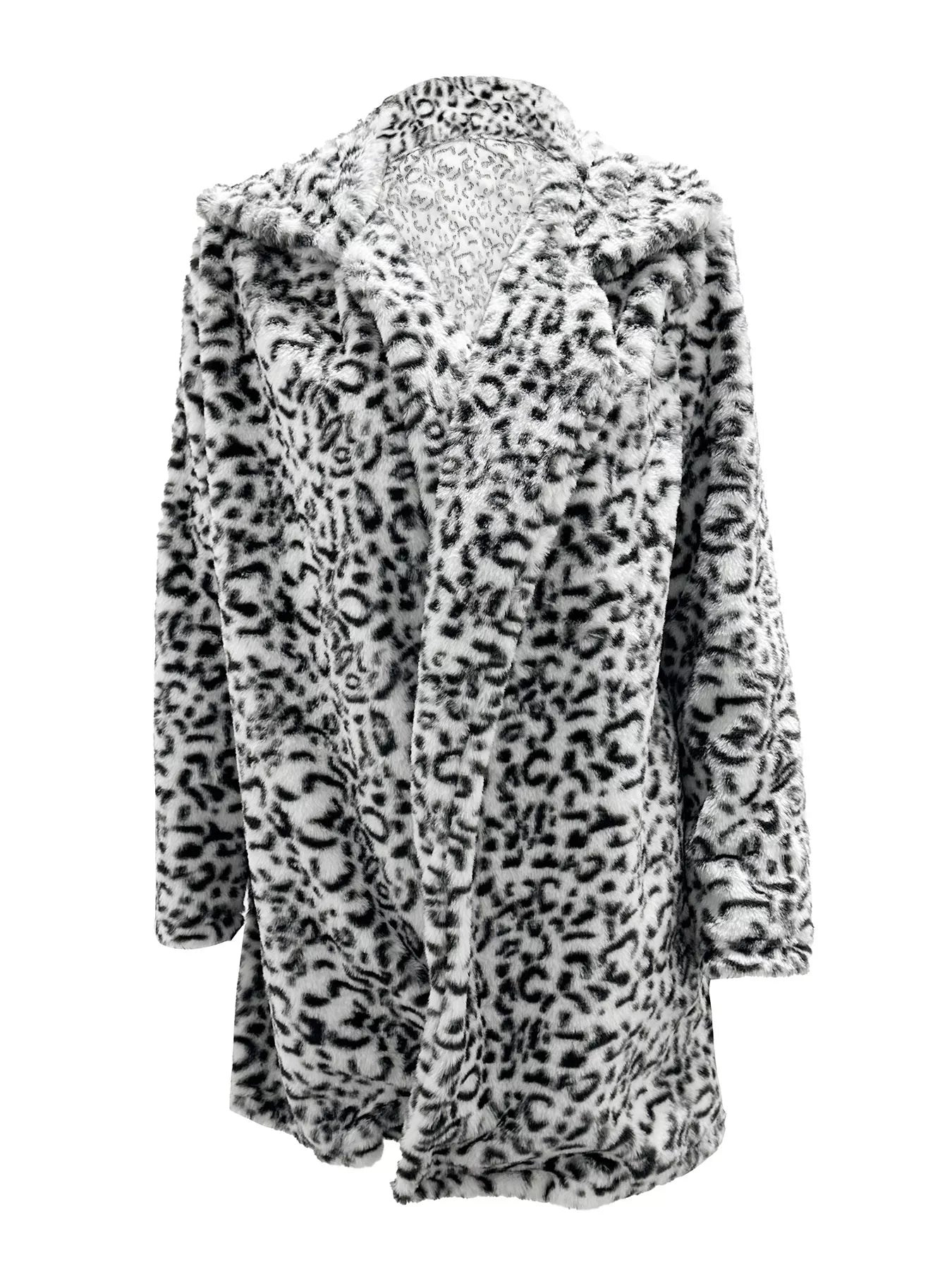 Trendsi Full Size Leopard Faux Fur Open Front Outerwear Plus Size -