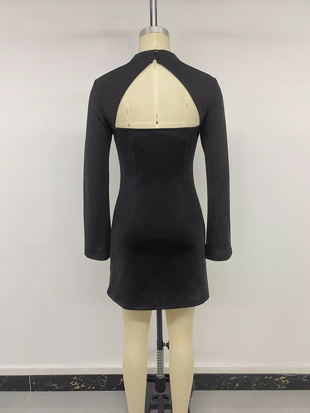 Trendsi Cutout Back Long Sleeve Bodycon Mini Dress -