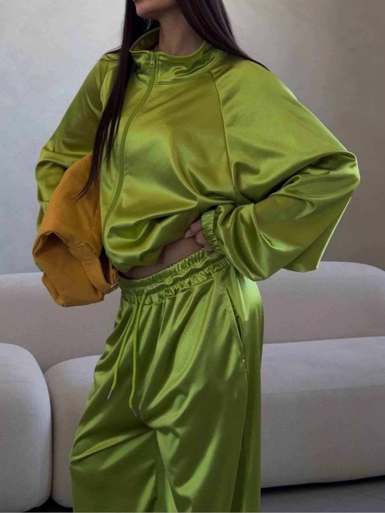 Trendsi Zip Up Raglan Sleeve Jacket and Pants Set -