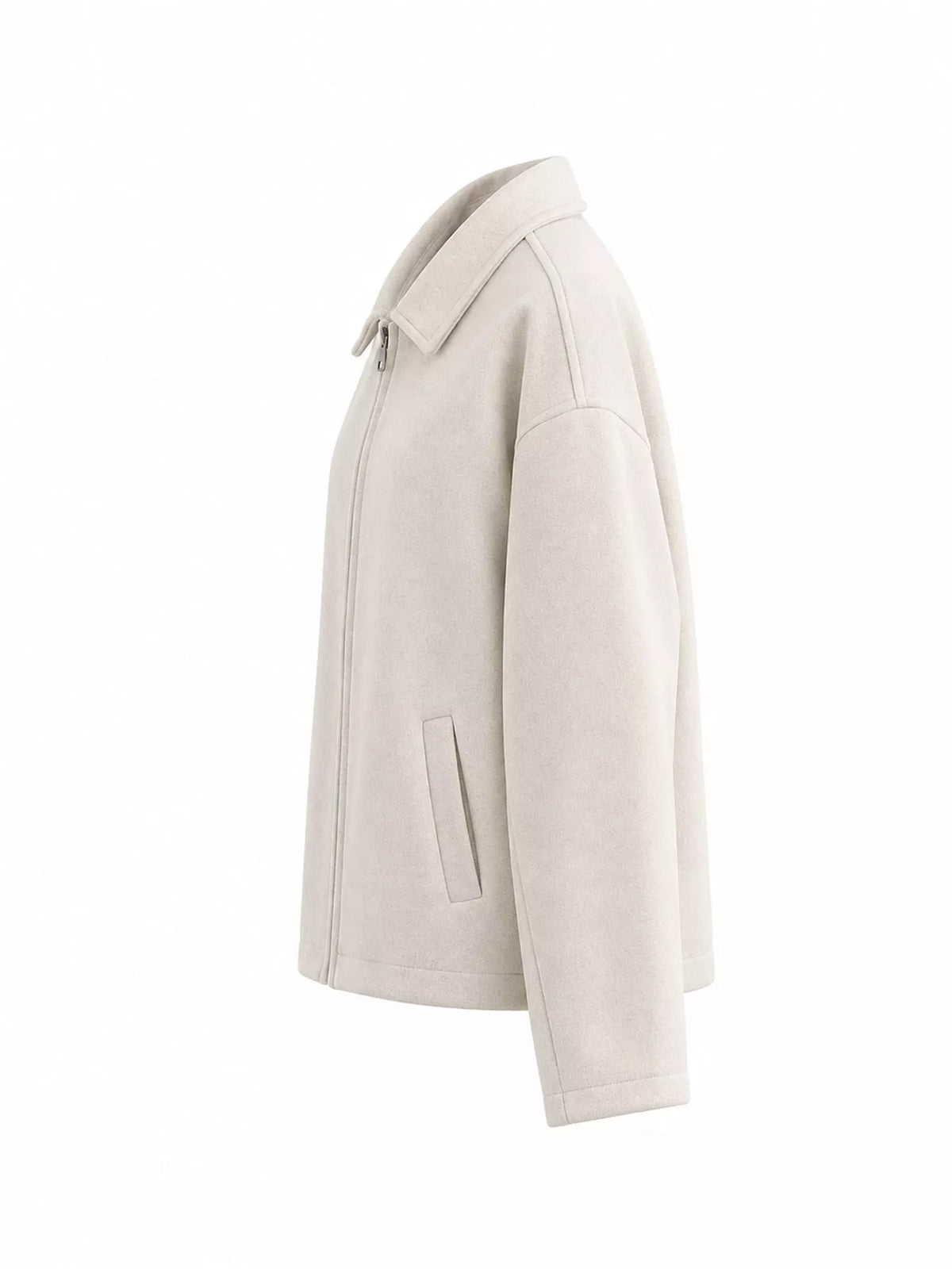 Zip-Up Dropped Shoulder Jacket — side view