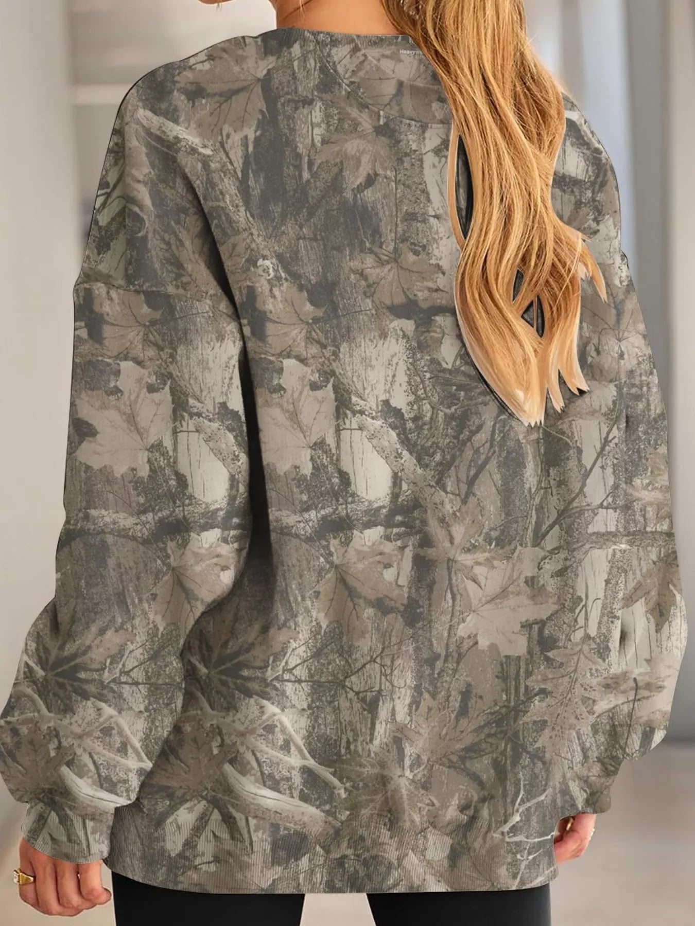 Trendsi Oversized Printed Crew Neck Sweatshirt -