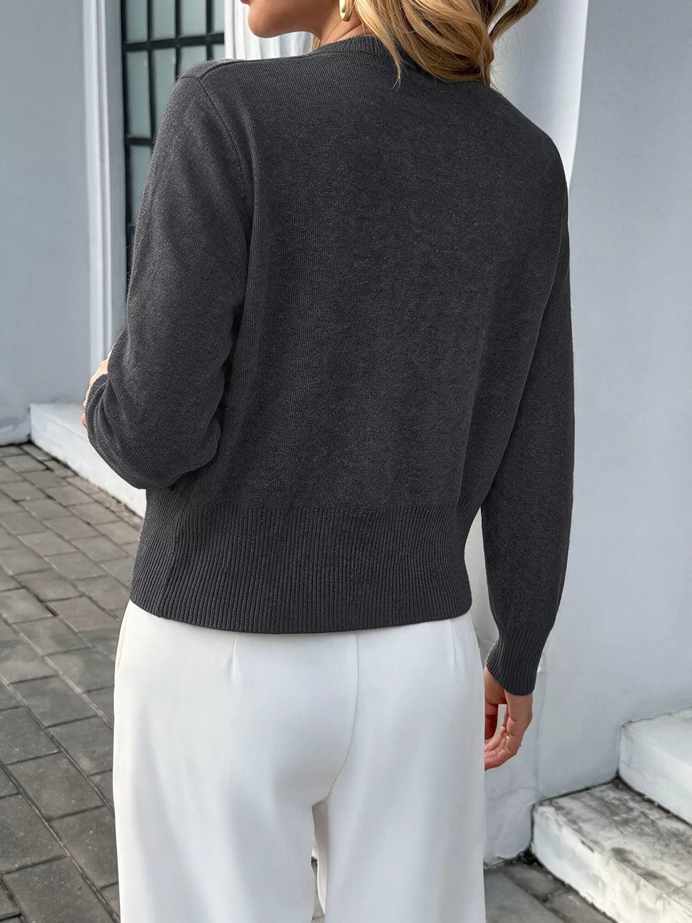Trendsi Button-Down Knit Cardigan -