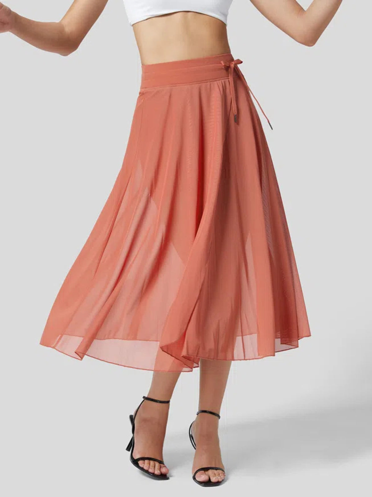 Trendsi Slit Flowy Skirt with Shorts Liner -