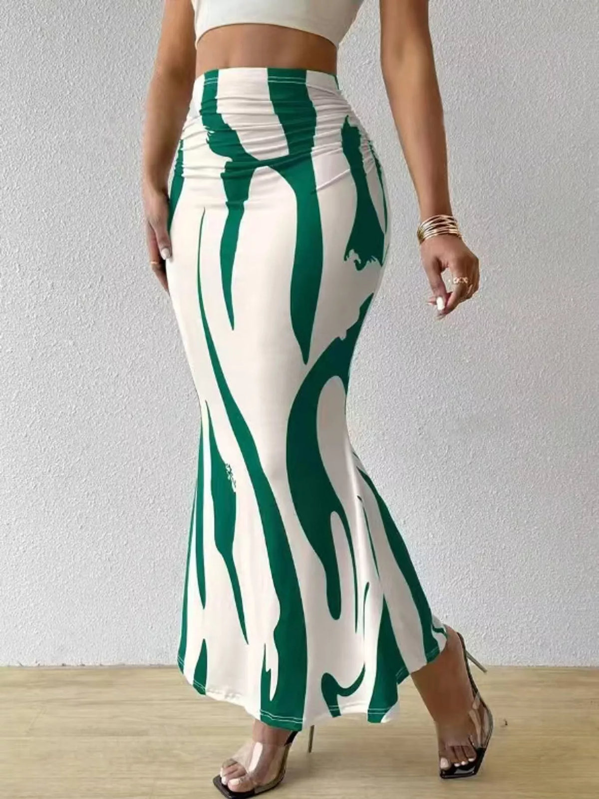 Ruched Maxi Skirt — side view