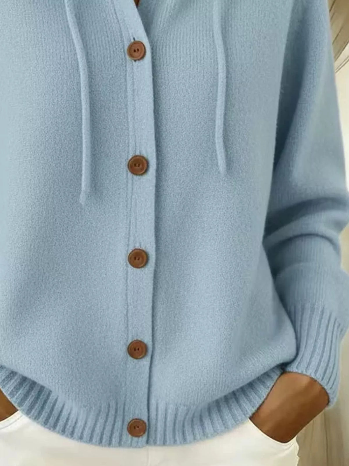 Trendsi Full Size Hooded Button-Down Knit Cardigan Plus Size -