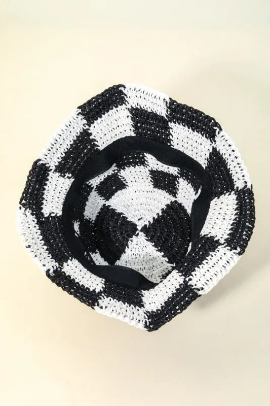 Checkered Knit Bucket Hat for Everyday Wear — product view 3