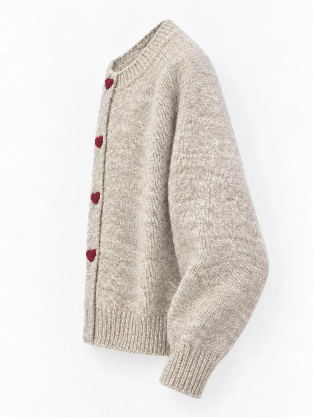 Heart Buttons Knit Cardigan — side view