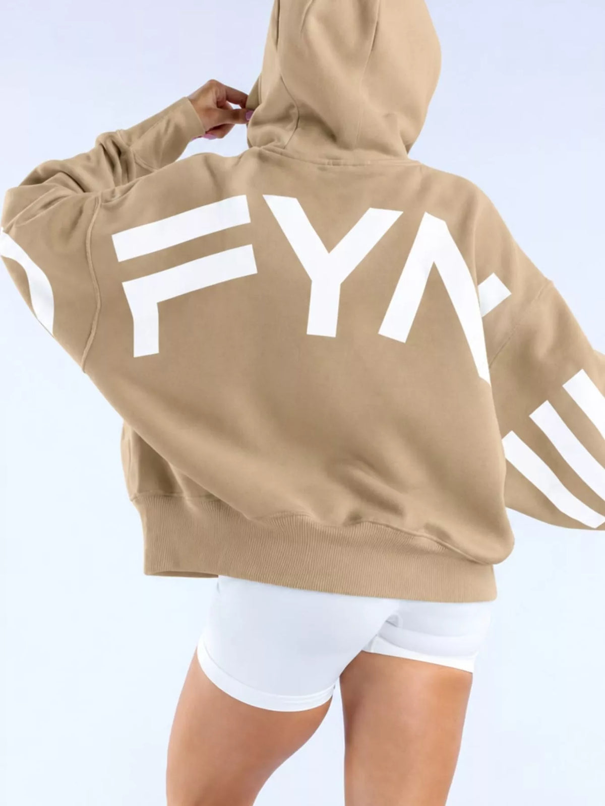 Letter-Back Kangaroo Pocket Hoodie — back view