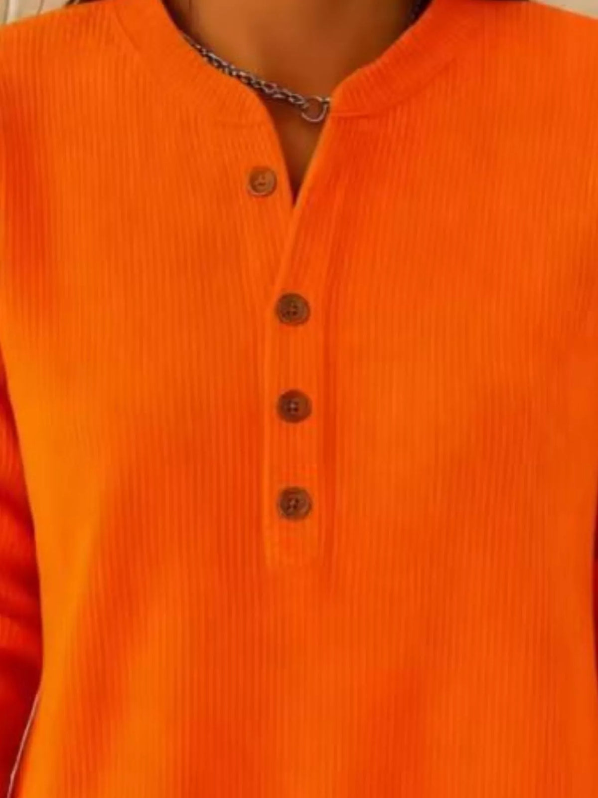 Women's Button Detail Corduroy Top in Orange, alternate view