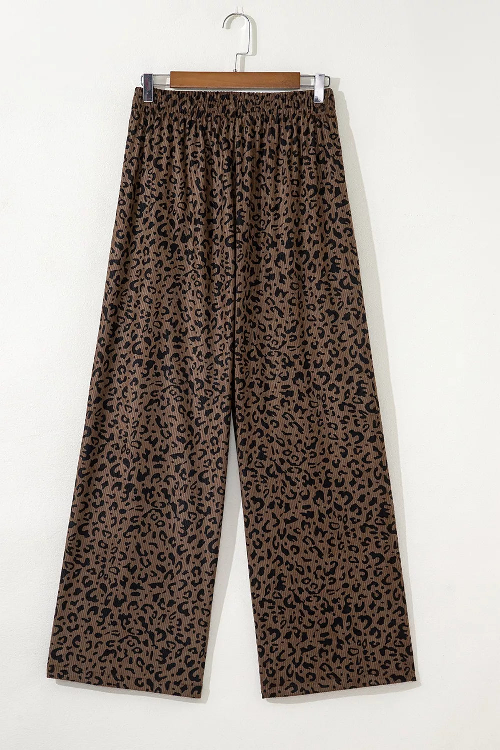 Trendsi Leopard Print Elastic High Waist Loose Corduroy Pants -