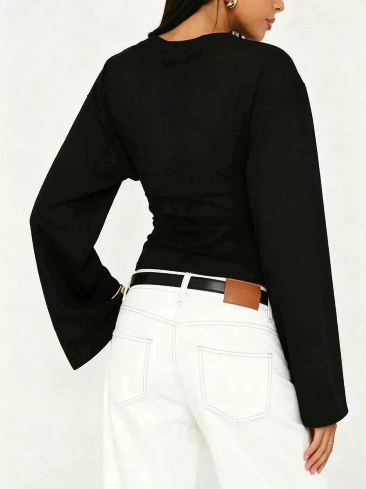 Women's V-Neck Flare Sleeve Blouse — alternate view 8