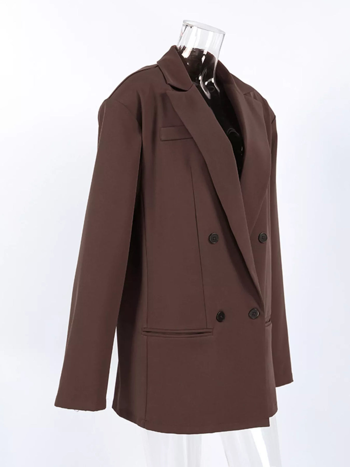 Trendsi Double-Breasted Lapel Collar Blazer -