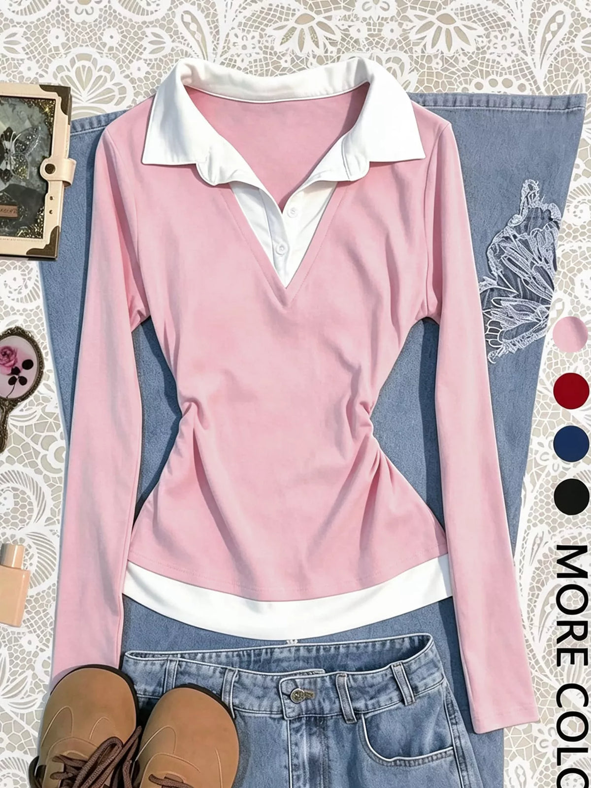 Collared long sleeve t-shirt, product view