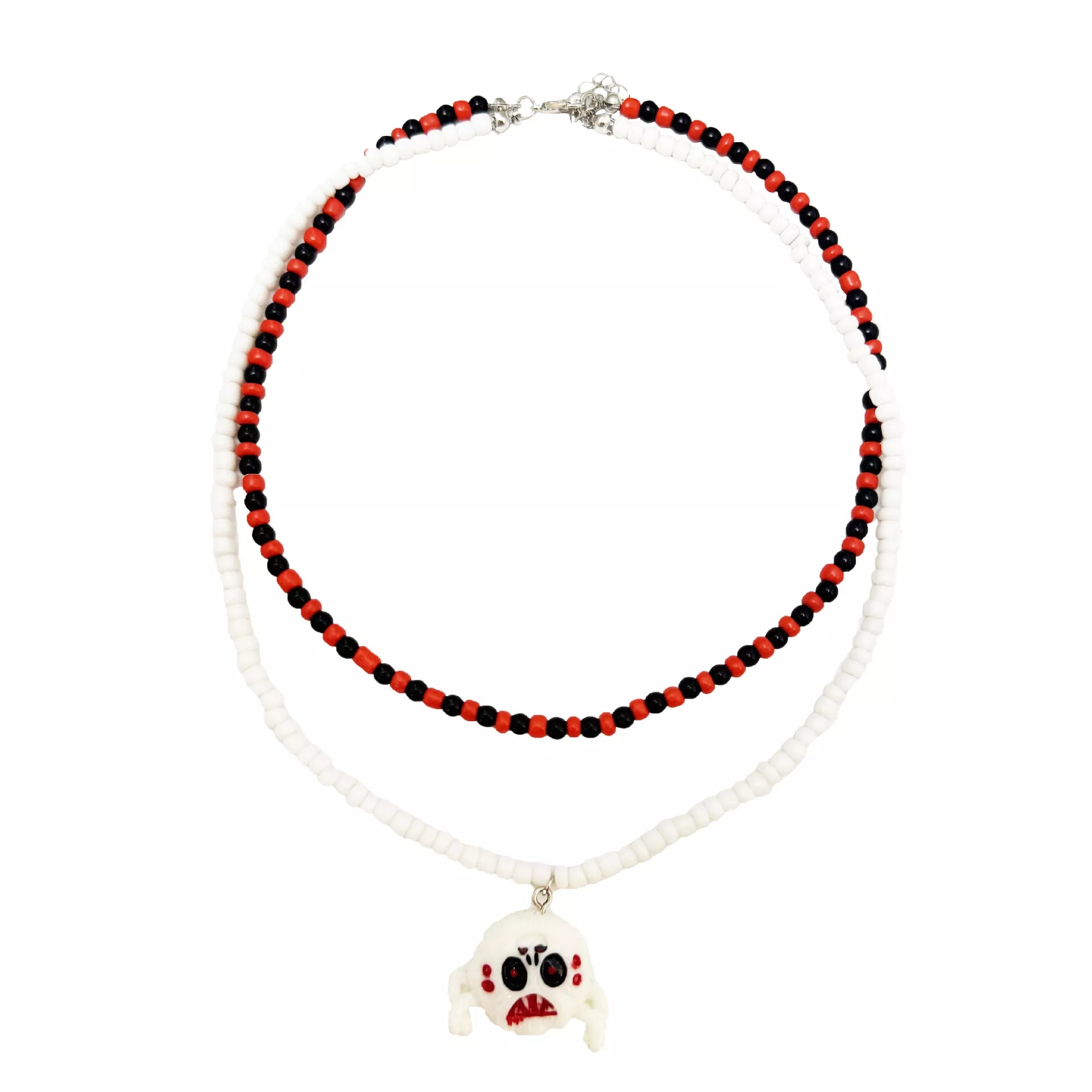 Trendsi Gothic Skull Bead Double Layered Necklace -