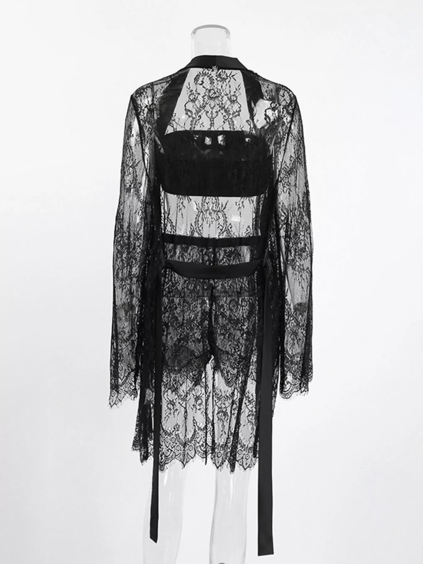 Trendsi Lace Tube Top & Cardigan and Shorts Three-Piece Lounge Set -