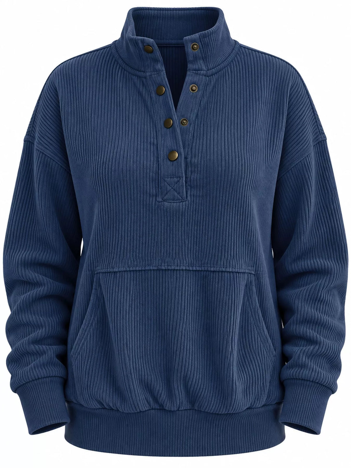 Quarter-snap sweatshirt, blue flat front
