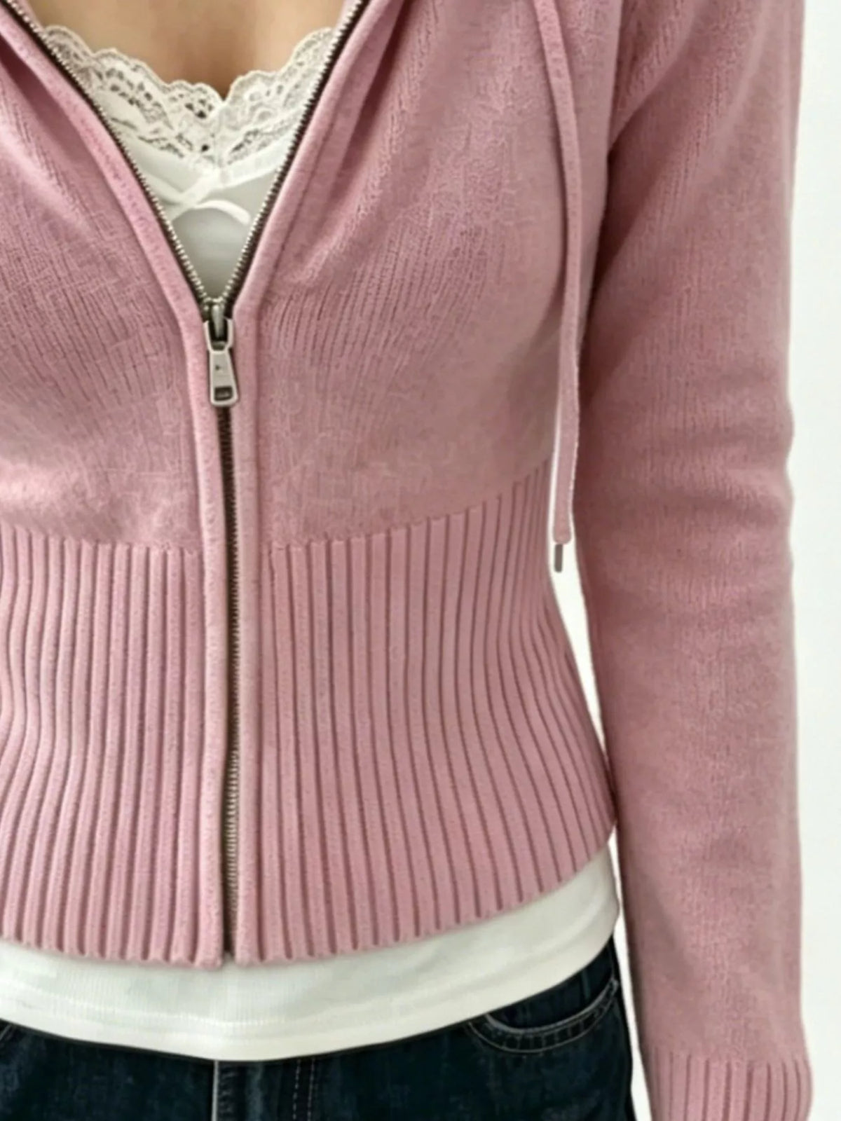 Trendsi Zip-Up Cropped Hooded Cardigan -