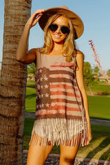 Trendsi BiBi American Flag Print Knit Sleeveless Top -