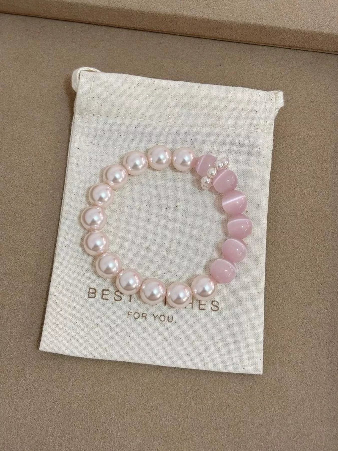 Trendsi Pearl & Cat's Eye Stone Bracelet -