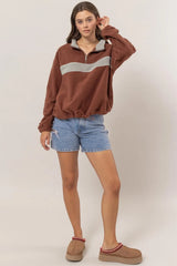 Trendsi HYFVE Fleece Color Block Half Zip Sweatshirt -