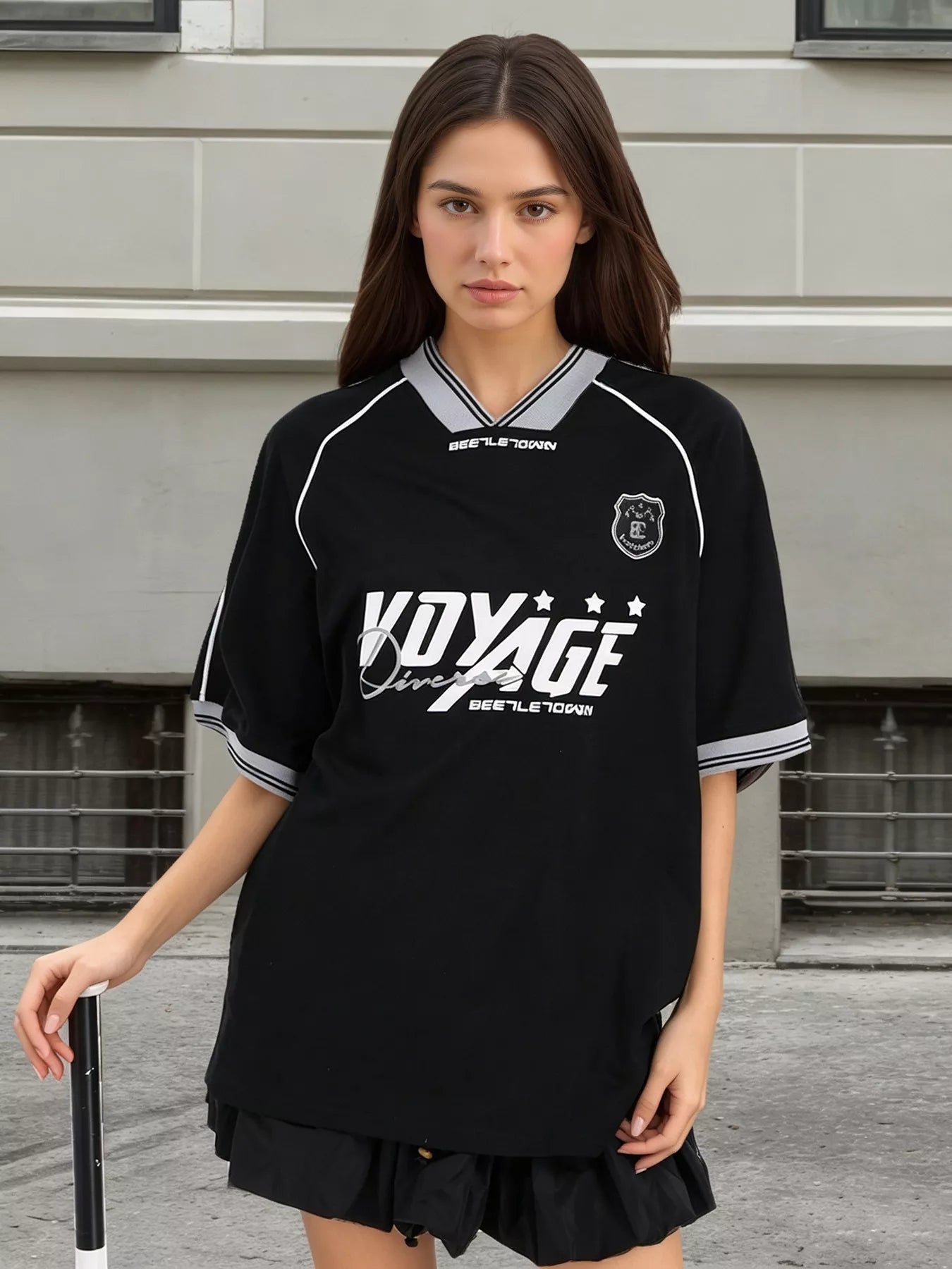 Trendsi Oversized Sporty Graphic Short Sleeve T-Shirt -