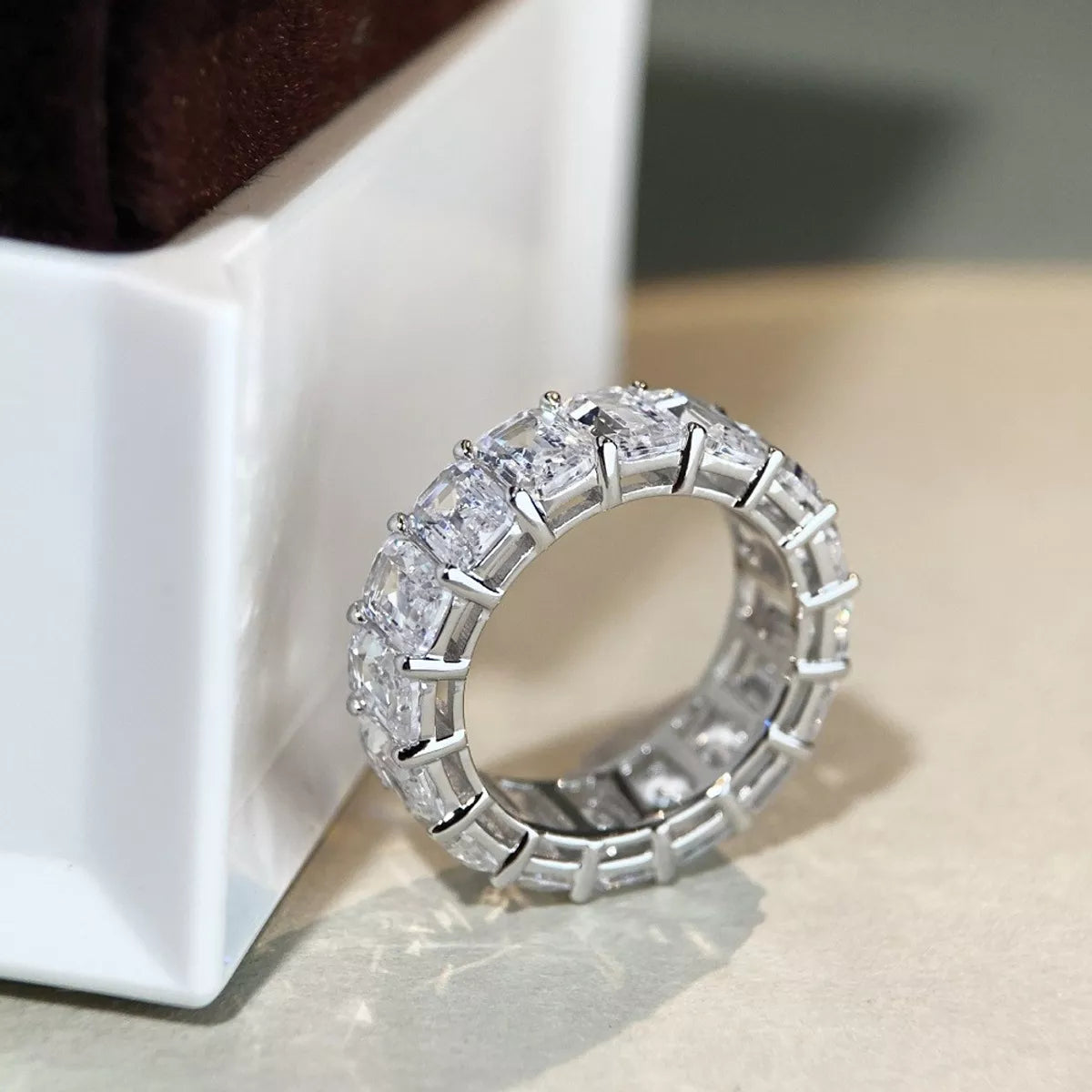 Trendsi 925 Sterling Silver Zircon Geometric Ring -