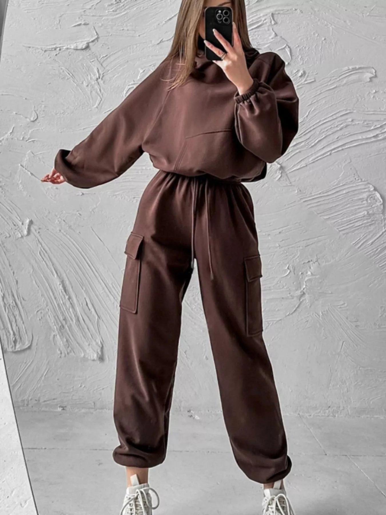 Trendsi Kangaroo Pocket Hoodie and Joggers Set -