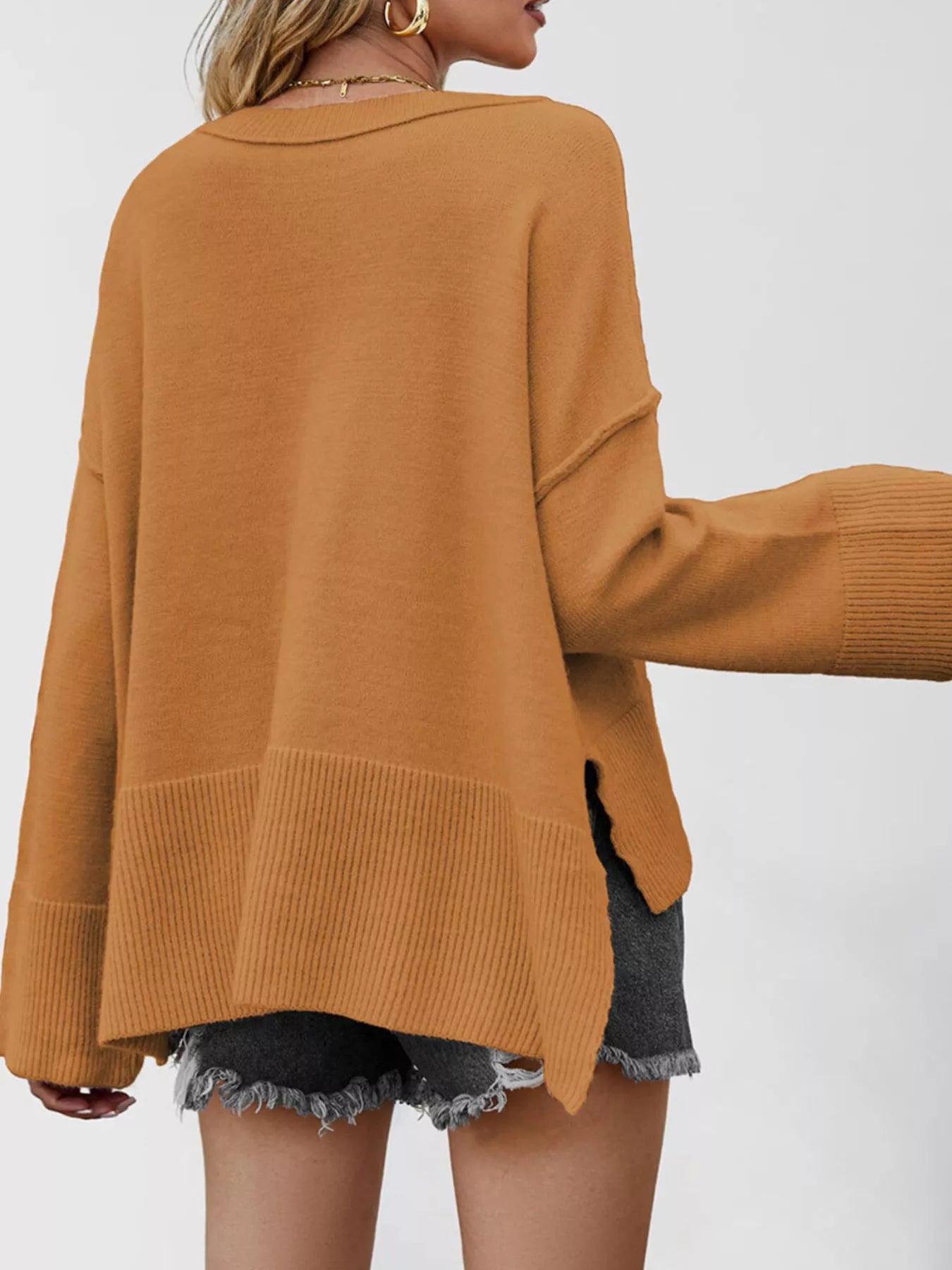 Trendsi Dropped Shoulder Flare Sleeve Sweater -