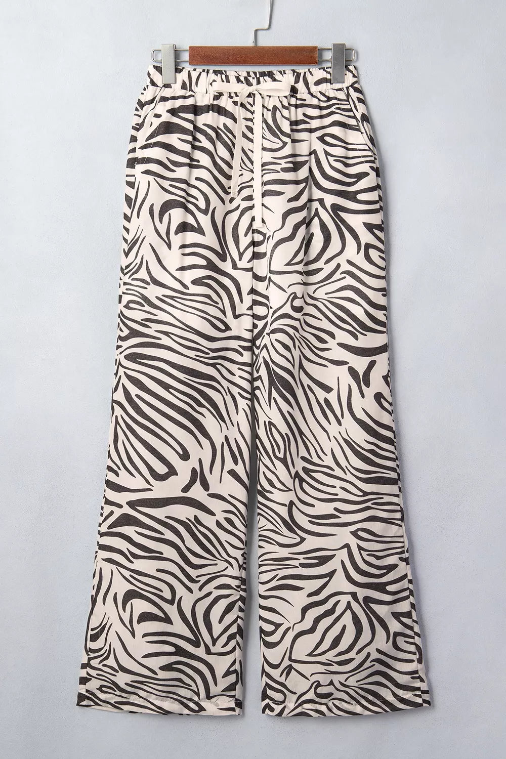 Trendsi Multicolour Western Print Zebra Pattern Elastic Waist Pocket Pants -