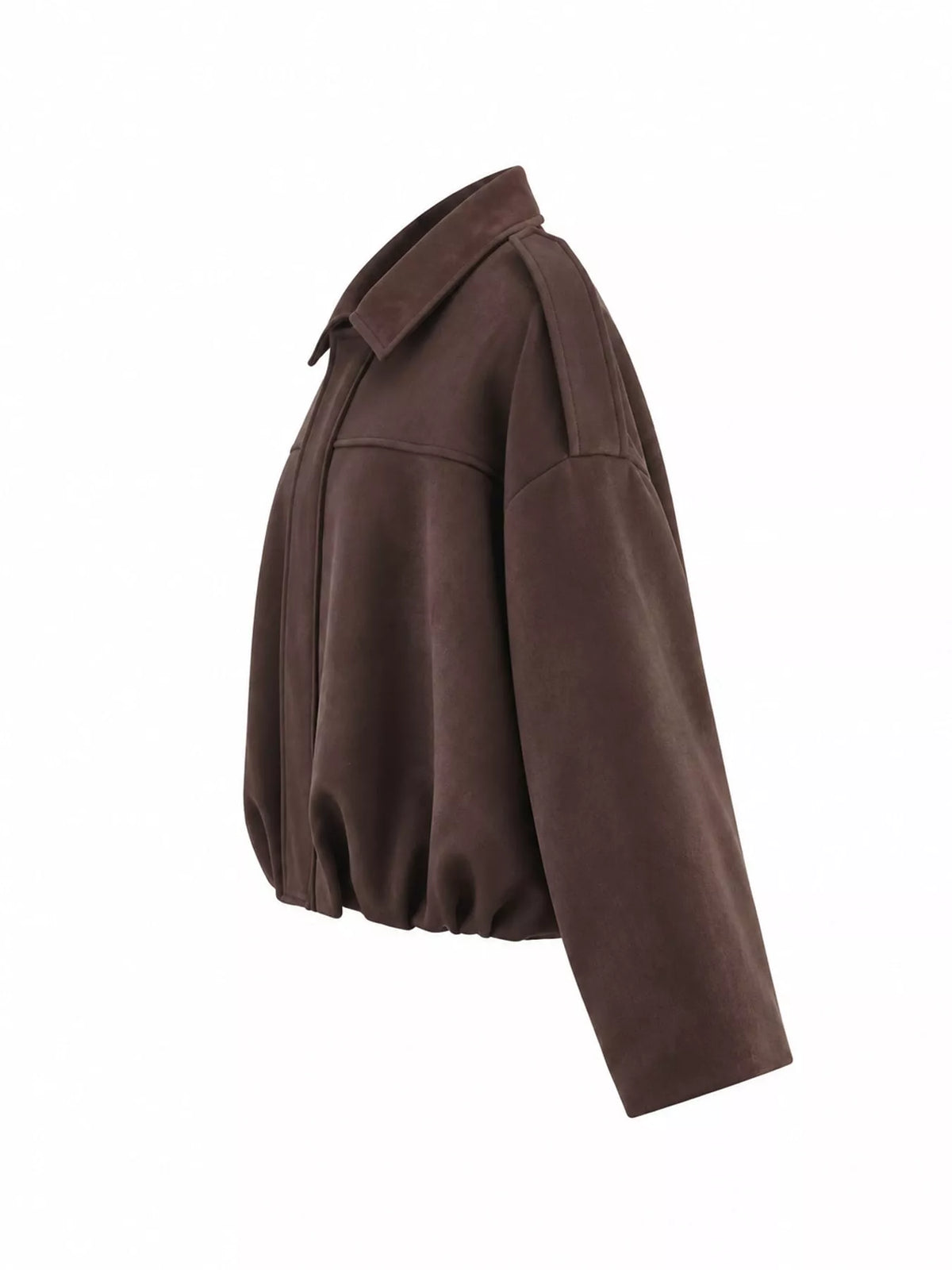 Oversized zip jacket, dark brown side