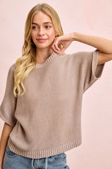 Trendsi BiBi Short Dolman Sleeves Washed Knit Top - Shirts