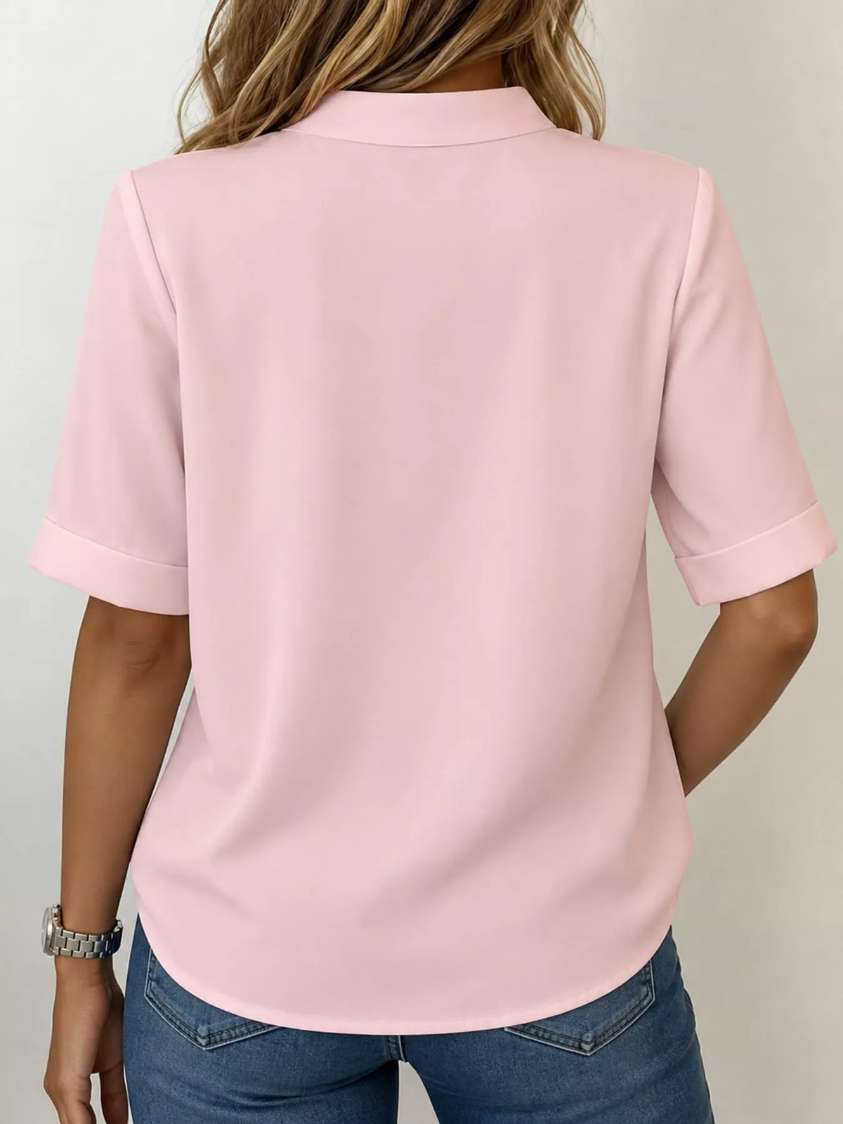 Notched-neck blouse, pink back
