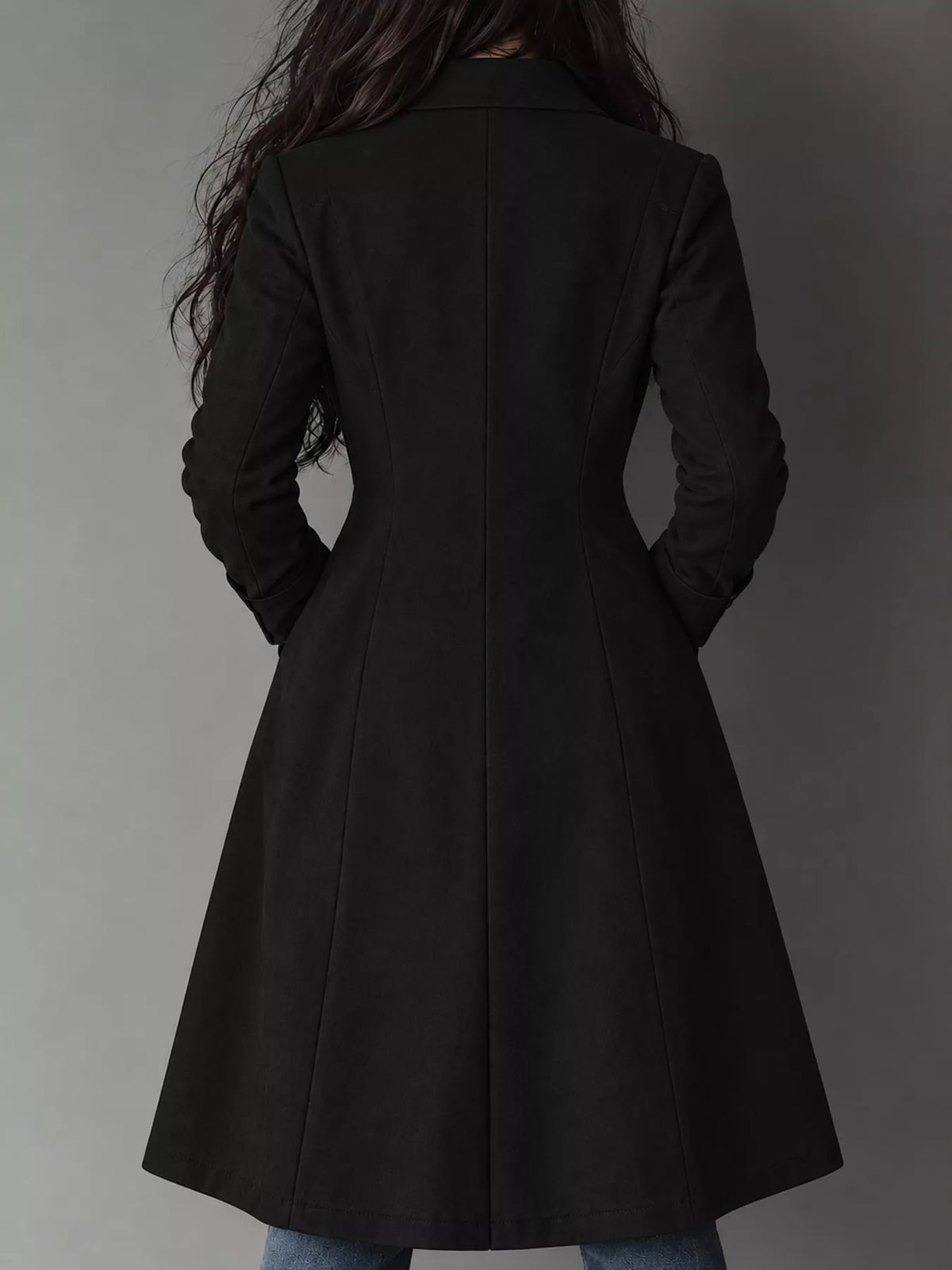 Collared long sleeve jacket, back view