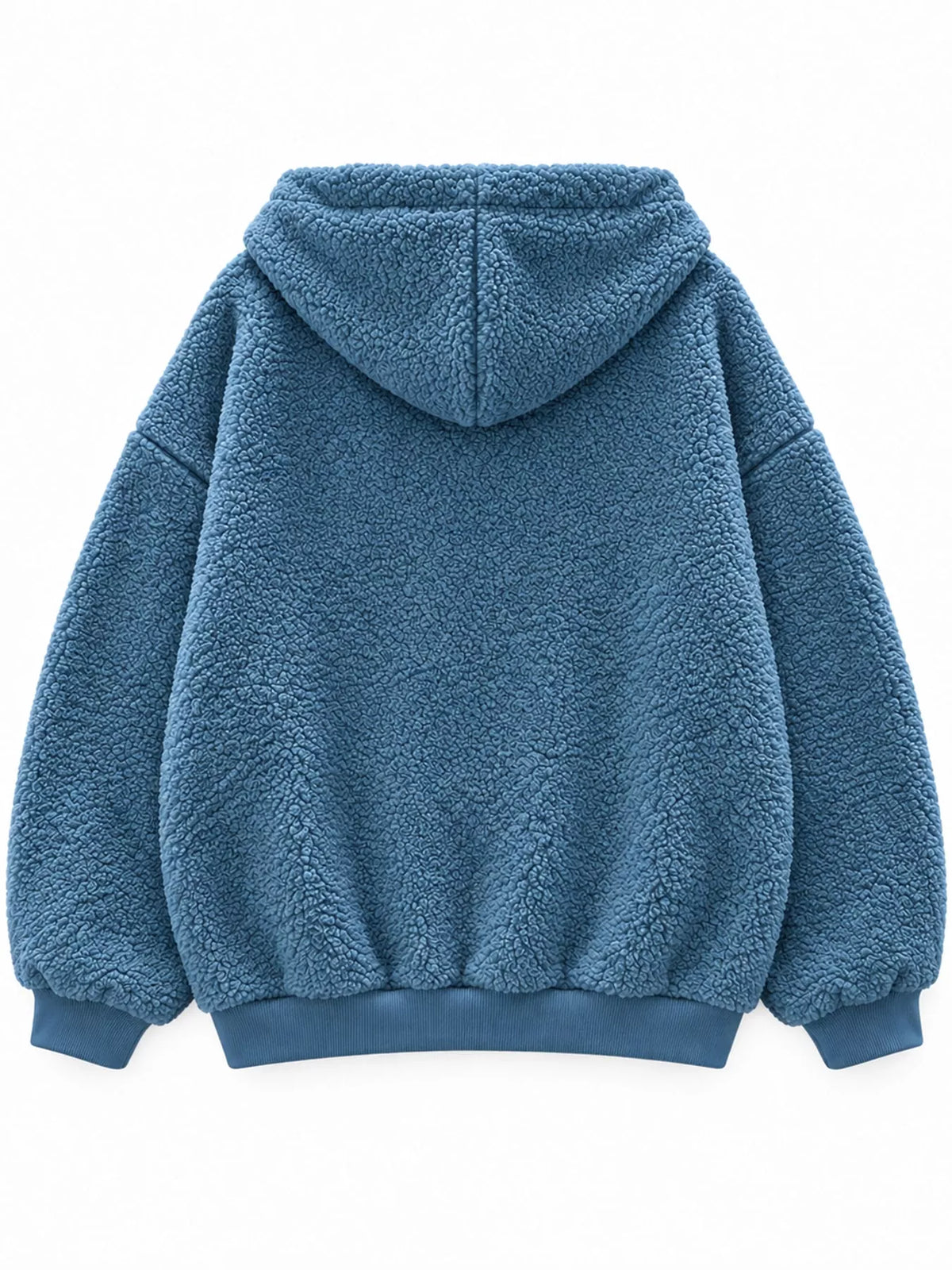 Oversized Drawstring Sherpa Hoodie — back view