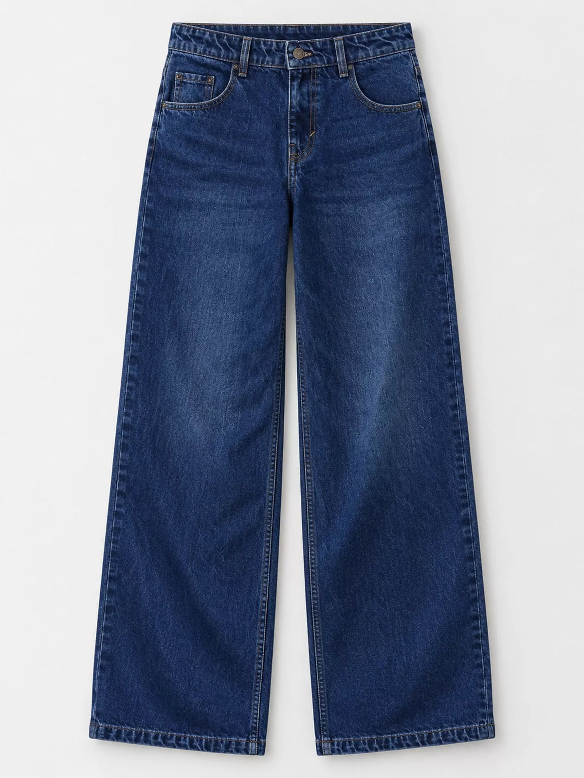 Wide-Leg Vintage Wash Jeans in dark blue, front view