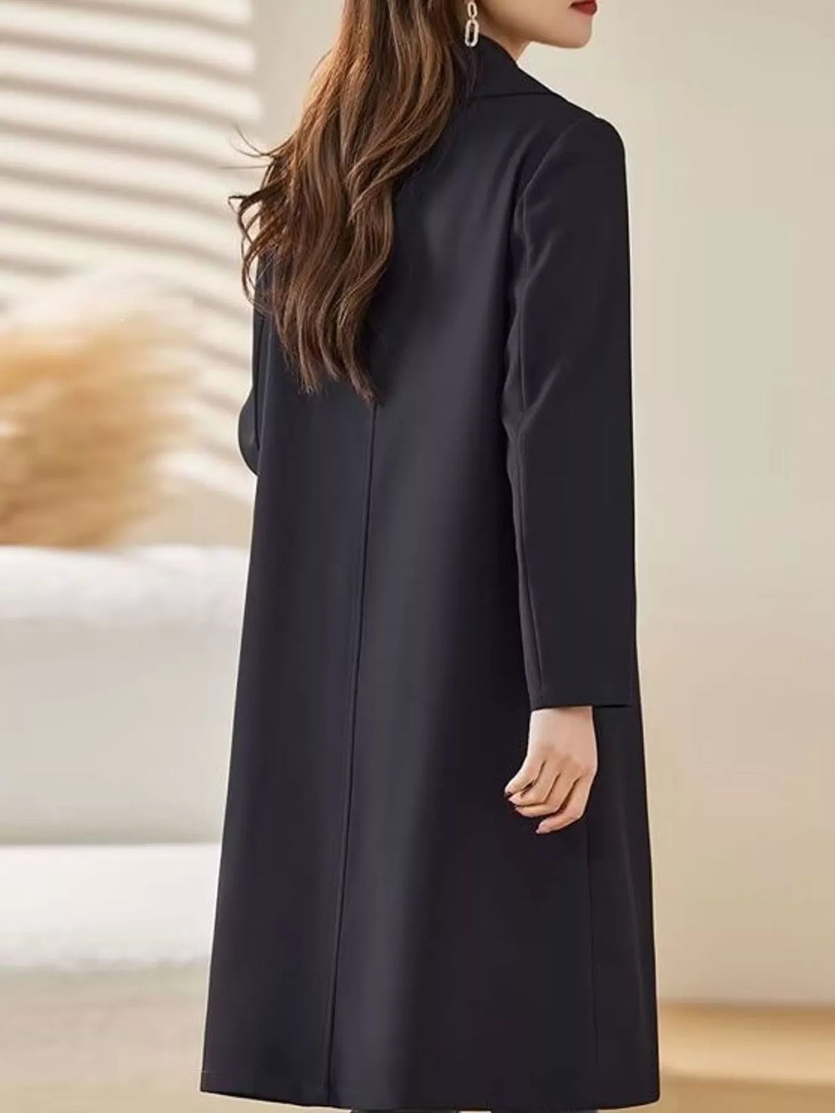 Button-Up Longline Coat — back view