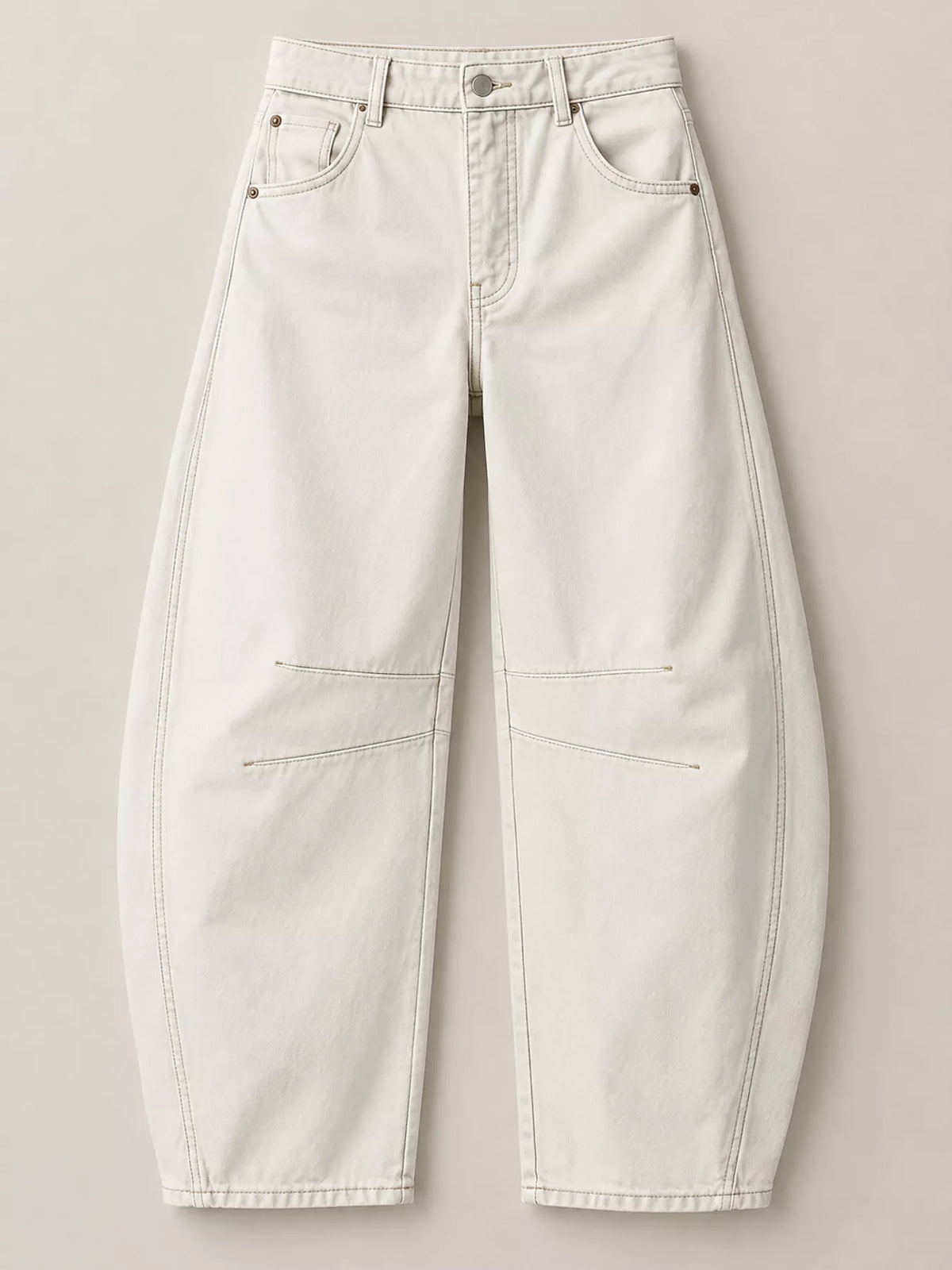 Cream barrel-leg jeans, product view